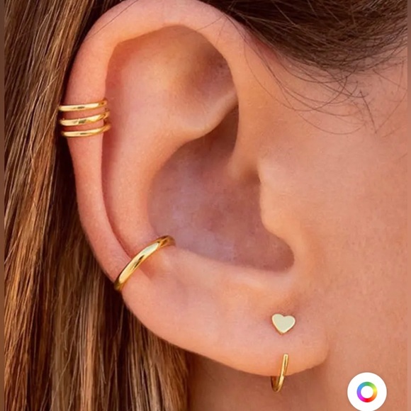 3 Piece Heart Layered Ear Cuff Set - Picture 2 of 4